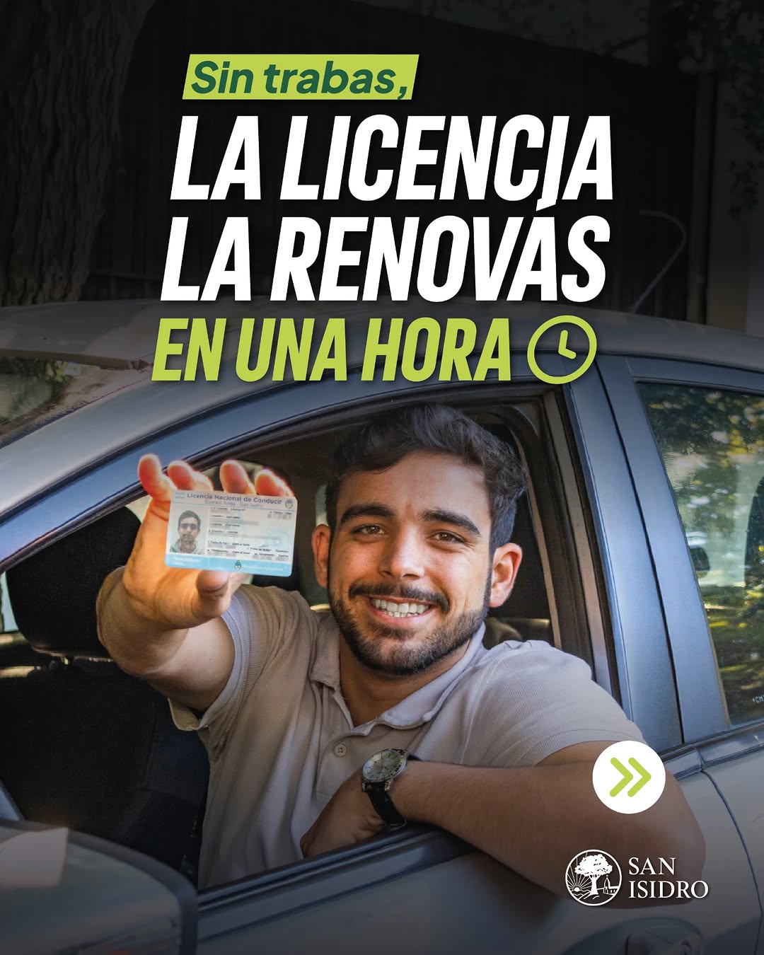Ahora podés renovar la licencia en una hora, de forma más rápida y simple.
Más información en: sanisidro.gob.ar/licencia...