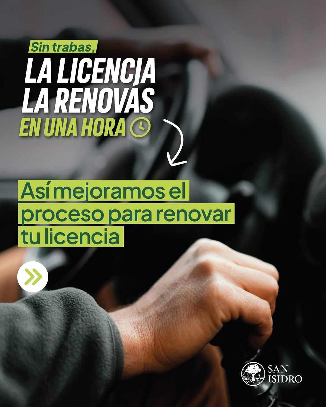 Ahora podés renovar la licencia en una hora, de forma más rápida y simple.

Más información en: sanisidro.gob.ar/licenci...