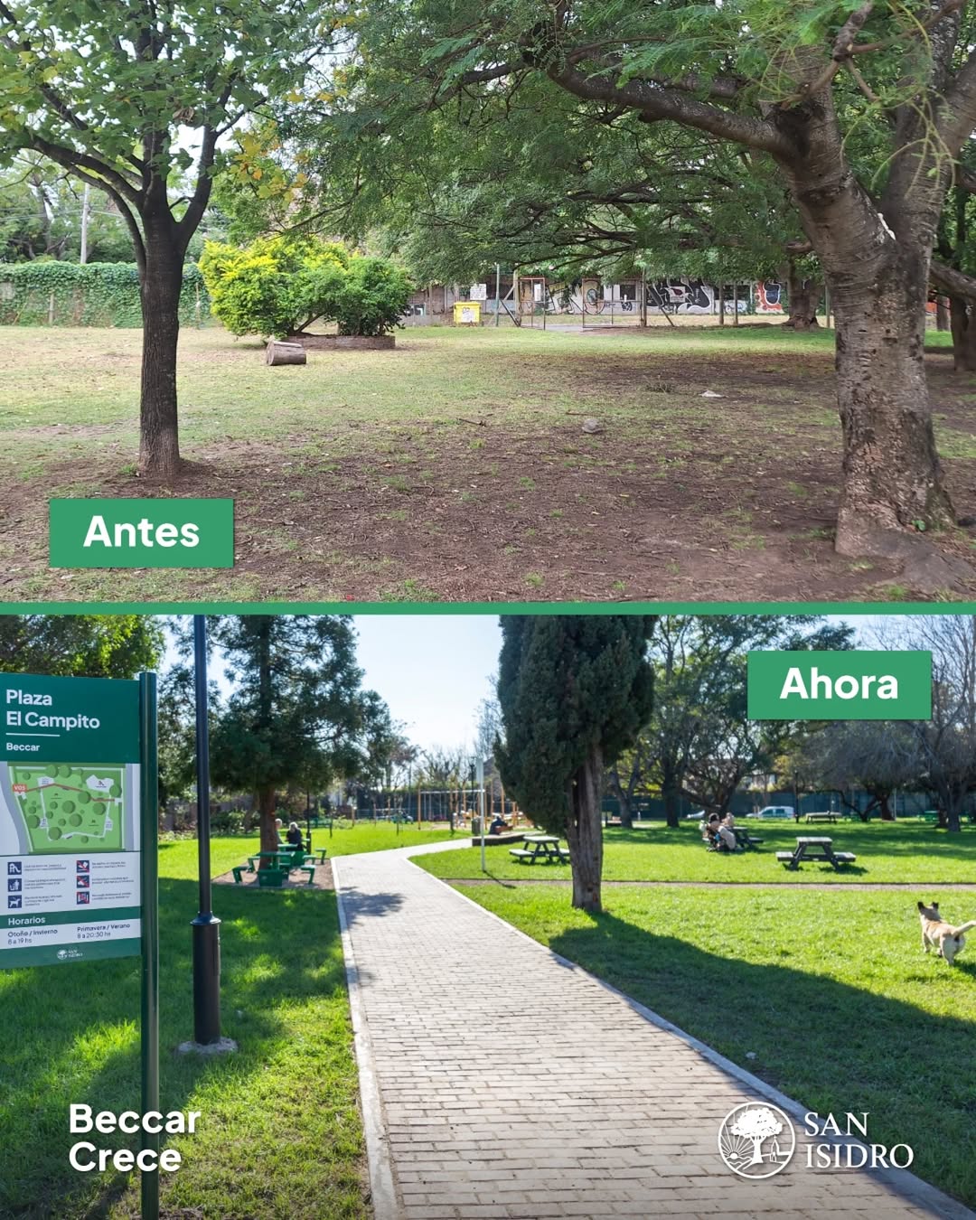 Así estaba. Así está hoy. La Plaza El Campito, en Beccar, es parte del día a día de los vecinos: un lugar para disfrutar...
