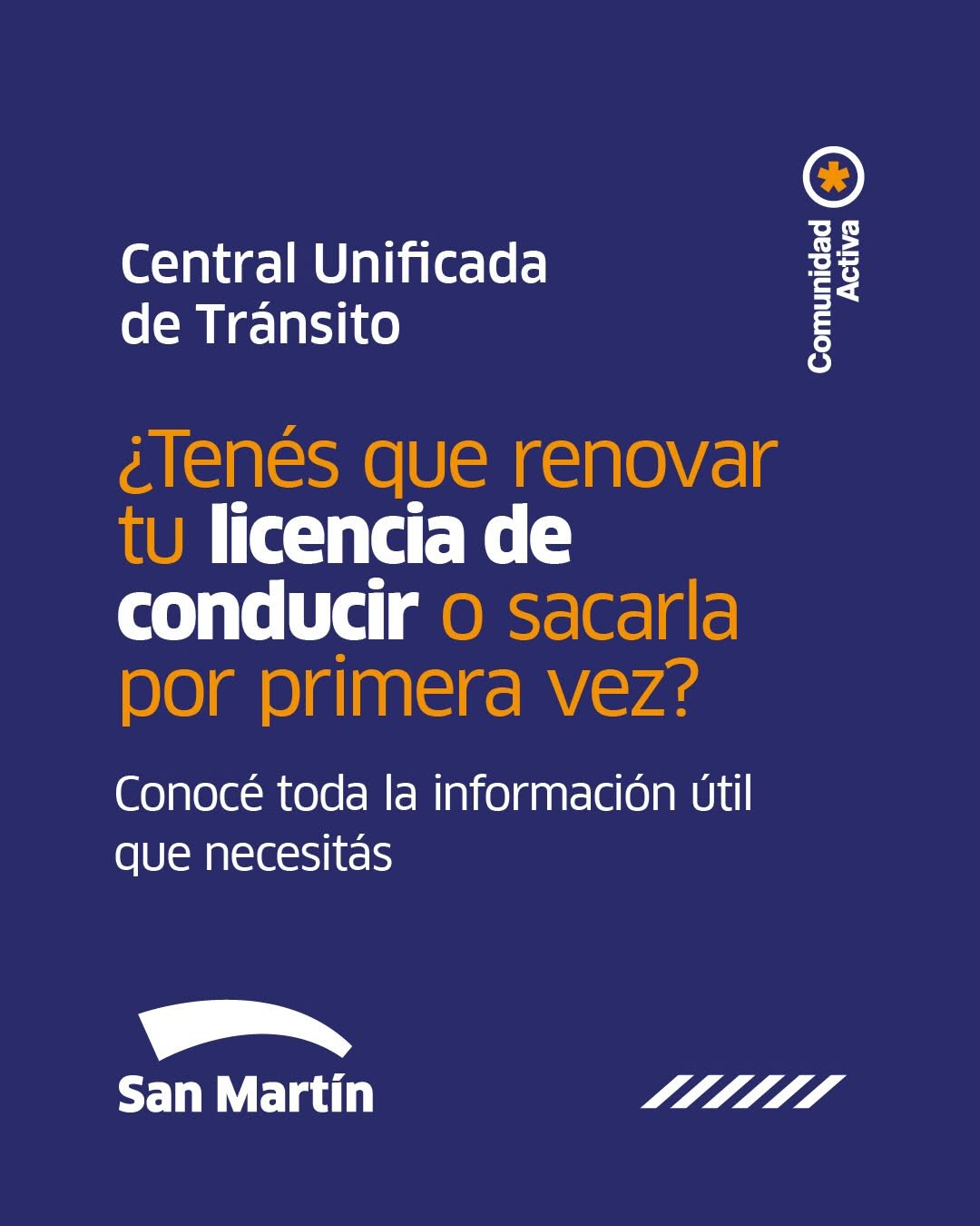 🚘Si necesitás realizar o renovar tu licencia de conducir, ¡en la ciudad contamos con una Central Unificada de Tránsito ...