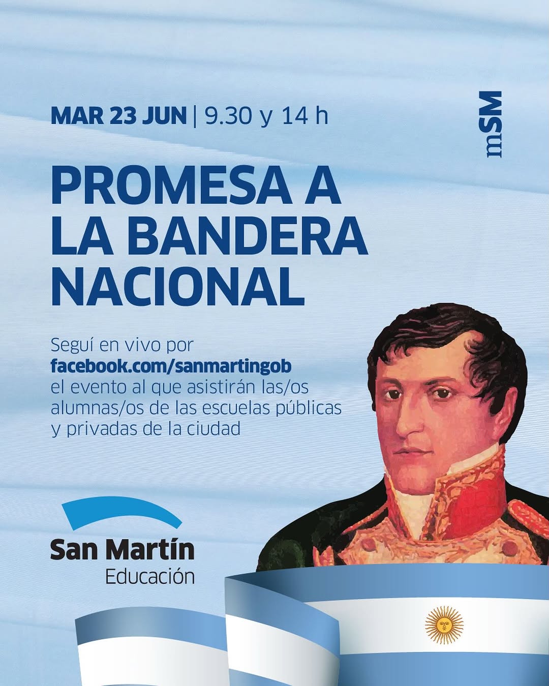 🇦🇷Mañana martes 23, a las 9.30 y a las 14, vamos a transmitir en vivo el acto de promesa de lealtad a la bandera nacio...