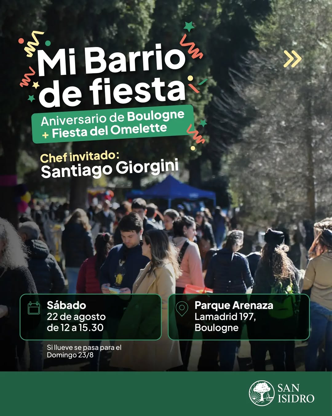 Te esperamos el sábado 22 de agosto, de 12:00 a 15:30, en el Parque Arenaza (Lamadrid 197, Boulogne) para celebrar el cu...
