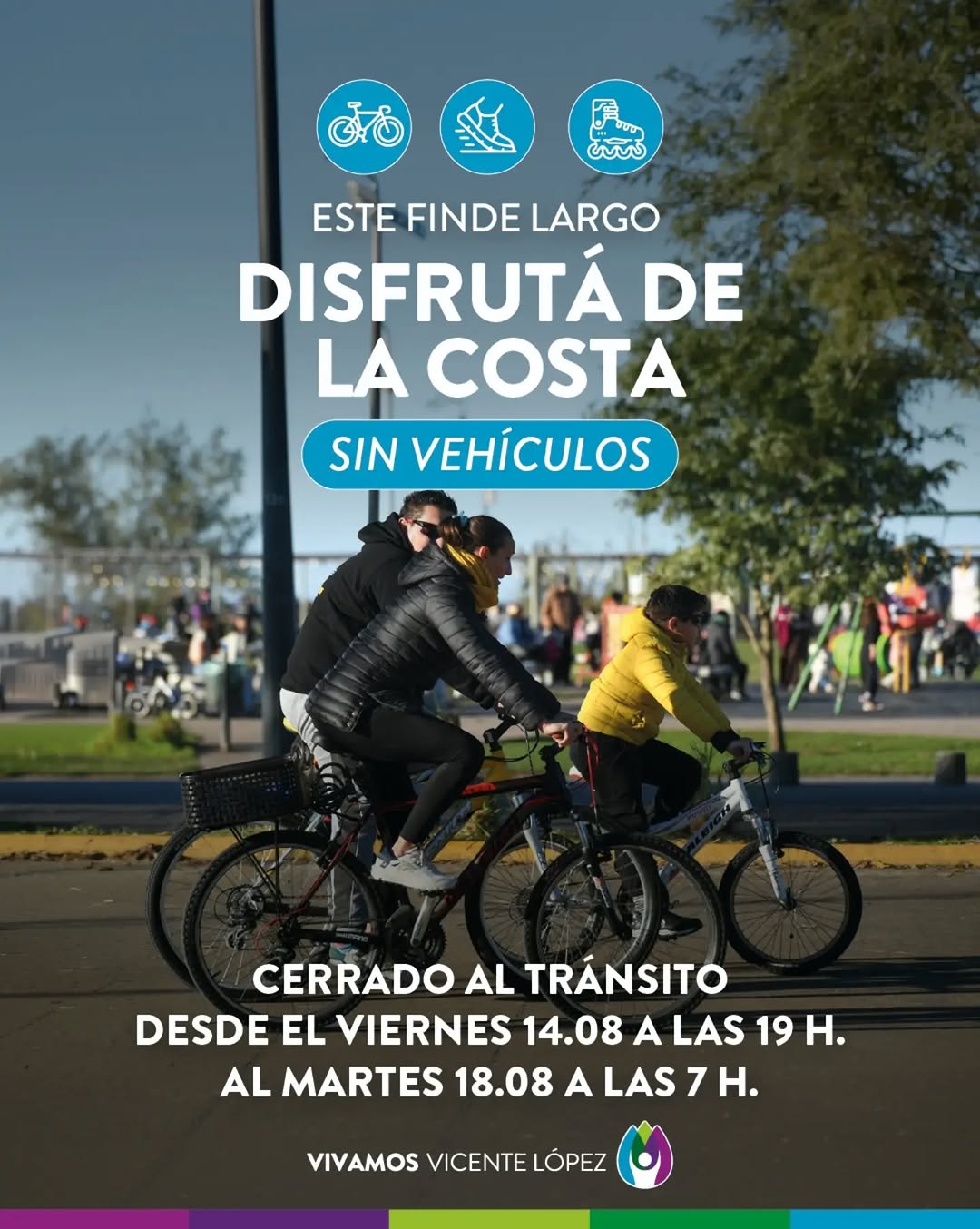 Este finde largo, disfrutá de una costa 100% peatonal. 🚲🌿

‼️Desde el viernes 14 hasta el martes 18, el Paseo de la Co...