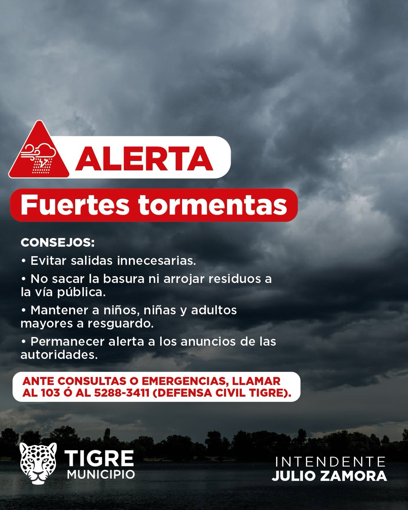 ⛈️ ALERTA POR TORMENTAS 

Aviso vigente para la madrugada del 29 de septiembre.

Compartimos los siguientes consejos a t...